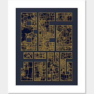 Beijing, China City Map Typography - Gold Art Deco Posters and Art